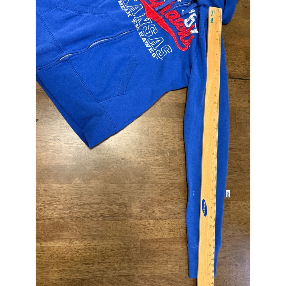 Soffe Kansas Jayhawks Full Zip Hoodie Royal Blue XL Chenille Patch Beak Em Hawks - Picture 5 of 6